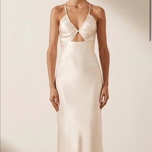 SHONA JOY LA LUNE RUCHED BODICE MAXI DRESS - CREAM NWT